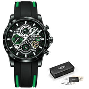 LIGE Mens Watches Brand Luxury Silicone Strap Waterproof Sport Quartz Chronograph Military Watch Men Clock Relogio +Box
