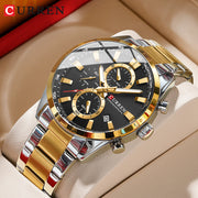 CURREN Opulent Edition Men's Chronograph Quartz Watch – Stainless Steel, Sporty with Date