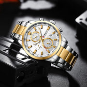 CURREN Opulent Edition Men's Chronograph Quartz Watch – Stainless Steel, Sporty with Date