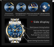 Hollywood Style Men's Luxury Waterproof Calendar Diver Watch - Quartz Movement with Fashionable Multifunctionality