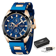 Fashion Men Watches Top Brand Luxury Silicone Sport Watch Men Quartz Date Clock Waterproof Wristwatch Chronograph Clock Man