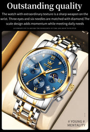Hollywood Style Men's Luxury Waterproof Calendar Diver Watch - Quartz Movement with Fashionable Multifunctionality