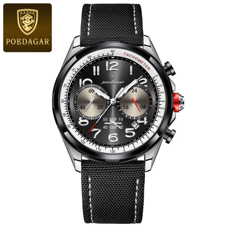 POEDAGAR Phantom Edition | Luxury Waterproof Chronograph Watch for Men