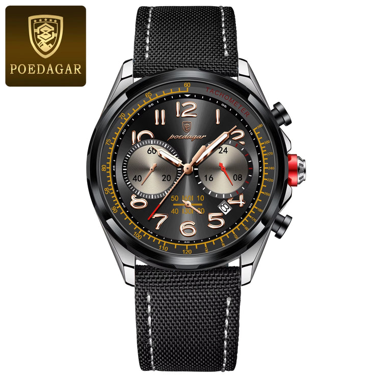 POEDAGAR Phantom Edition | Luxury Waterproof Chronograph Watch for Men
